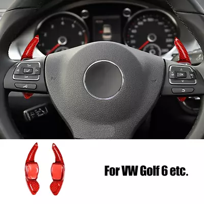 Red Carbon Fiber Car Steering Wheel Shifter Paddle For VW Golf 6 MK5 MK6 Passat • $98.50