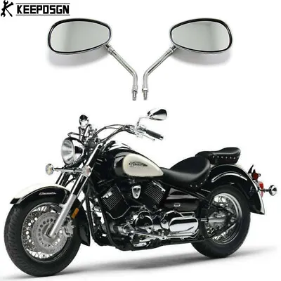 $22.59 • Buy KEEPDSGN Chrome Motorcycle Side Mirrors For Yamaha V Star 650 XVS650 250 1100