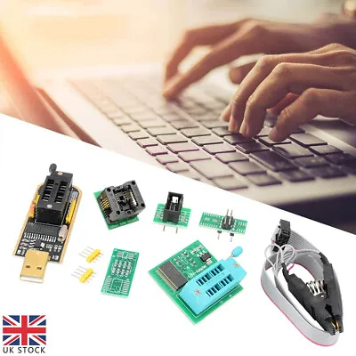 USB Ch341a Bios Eeprom Programmer +Soic8 Clip + Soic8 Adapter +1.8V Adapter New • £12.99