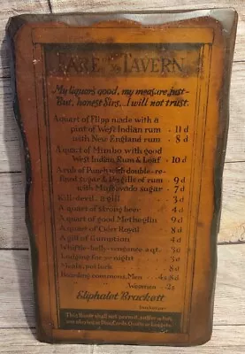 Vintage Tavern Fare Menu Sign Eliphalet Brackett Inn Keeper Wood Wall Hanging • $34