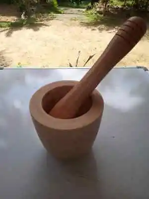 Wooden Motar And Pestle Kitchen Grinding Collectible Ceylon Handmade Traditional • $52.99