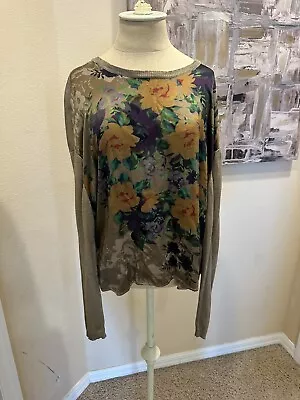 4 Love And Liberty Johnny Was Silk Cashmere Night Roses Top Women's XS Preowned • $32.99
