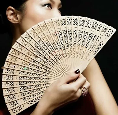 £3.99 • Buy Ladies Wooden Hand Fan Wooden For Wedding Party Summer