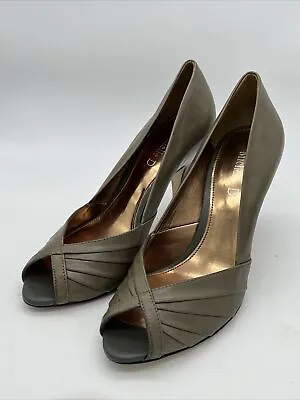 Michelle D Womens 7 M RORI Wine Leather Peep Toe Heel Slip-on Shoe Brazil • $10.79
