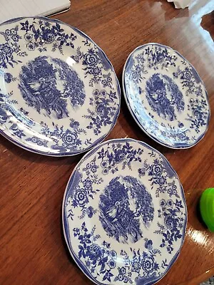 Quadrifoglio Cmi11 8 In Salad Plates Set Of 3 Blue Transferware  • $22