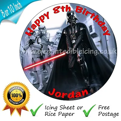 Star Wars Edible Round Personalised Birthday Cake Topper • £11.95