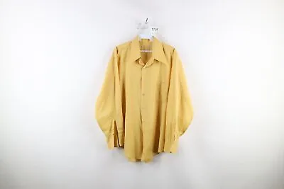 Vtg 60s Streetwear Mens XL Thrashed Sheer Mechanic Work Button Shirt Yellow USA • $40.45
