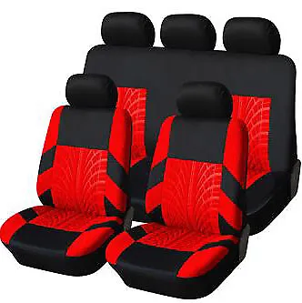 Trax Red Black Luxury Fabric Car Seat Covers For Dacia KIA Mini Cooper • £27.95