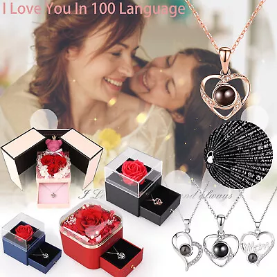 Preserved Forever Rose Gift I Love You Necklace In 100 Language For Mother's Day • $34.99