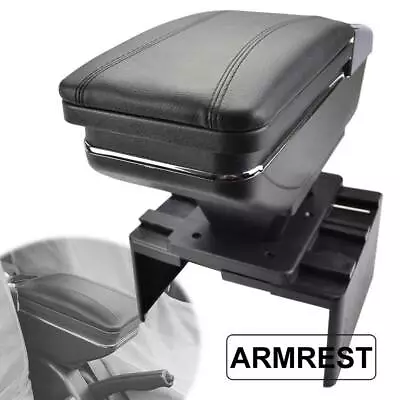 Auto Center Console Armrest Leather Arm Rest Storage W/Latch Cover Mat Universal • $94.62