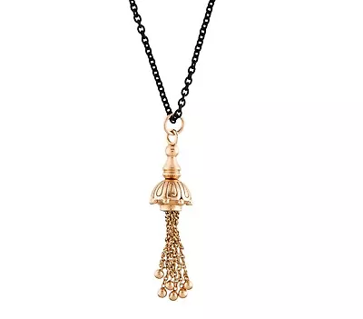 MONICA RICH KOSANN 18K Gold Tassel On 30” Blackened Stainless Steel Chain • $1249.99