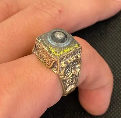 Detector Finds Ancient Viking Huge Silver Color Ring With Evil Eye  Stone • $69