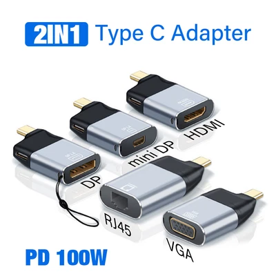 $18.19 • Buy USB Type C To Hdmi/Dislay/RJ45/VGA Adapter 4K@60Hz Video Converter For MacBook