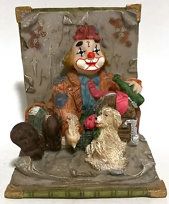 Hobo Clown Sitting On Book Figurine 4 X3.5 X3.3  Polyresin Turtle King Vintage • $19.79