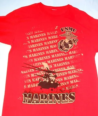 US Marine Corps Men's Short Sleeve Red Graphic T Shirt Helicopter Emblem (READ) • $5.94