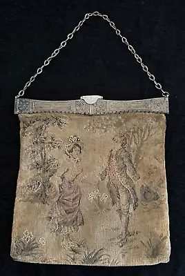 Beautiful Vintage Purse Tapestry Handbag Romantic Couple Scene French Estate • $24.99