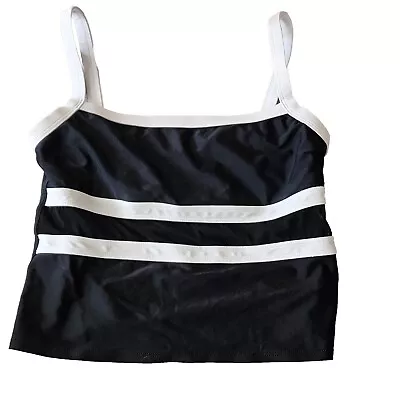 La Blanca By Rod Beattie Tankini Swim Top Black & White Size 16 • $14.99
