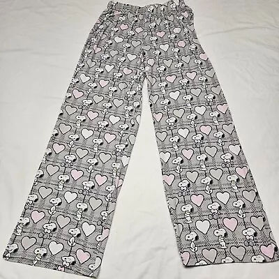 Munki Munki Women's Gray Snoopy Heart Pajama Pants Size Small Stretchy  • $19.99