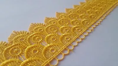 Guipure Venice Lace Trim Edging Yellow For Sewing Craft Costumes Home Decor • £6.73