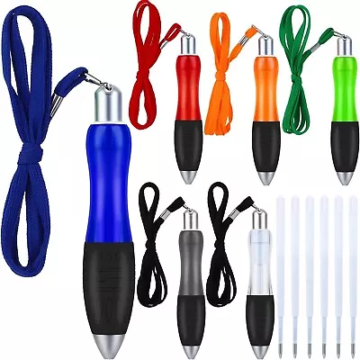 Zuimei 6 Pcs Wide Grip Pens With 6 Refills Big Fat Pens Weighted Lanyard Pens • £9.99