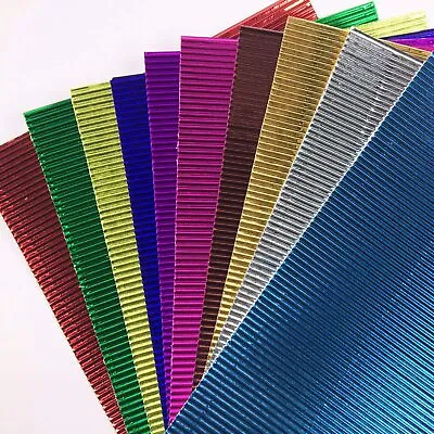£4.69 • Buy A4 Size Metallic Corrugated Paper Sheets 10 Colour 250gsm Micro Flute Art Craftt