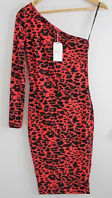$15 • Buy KOOKAI Red & Black Cheetah One Shoulder Dress Size 1 NWT