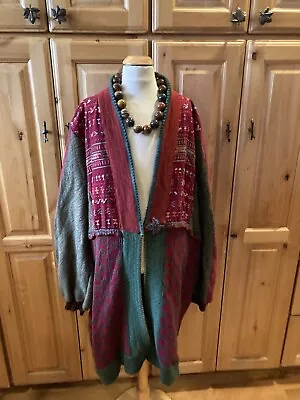 Amazing Art To Wear Vintage Handwoven Veranda Wear Guatemala Cardigan Embroidery • $129