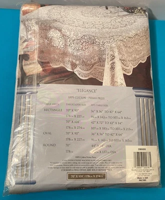$5.45 • Buy Home Trends  Elegance  Lace Cotton Rectangle Tablecloth 70X108  NWT