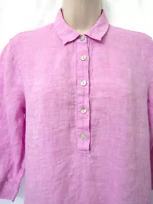 J. JILL Love Linen Sz XS Petite Pink 1/2 Button Down Shirt Tunic Top Blouse • $4.92