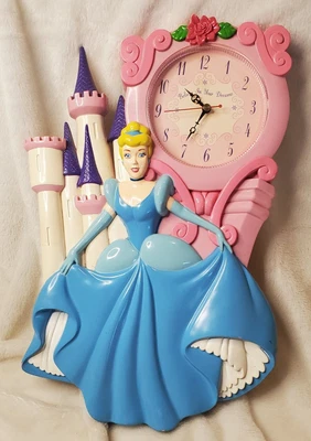 $13.45 • Buy Disney Princess Cinderella Clock Wall Vintage Castle Believe In Your Dreams 15 