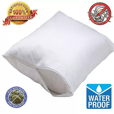 2 Pack Waterproof Hypoallergenic Bed Bug Allergy Relief Zipper Pillow Protector  • $9.95