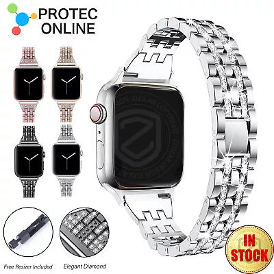 For Apple Watch IWatch Band Series SE 9 8 7 6 5 4 3 2 Shiny Jewelry Metal Strap • $16.95