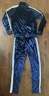 G-Style USA Men's Zipper Jacket Drawstring Waistband Tracksuit Velour Navy Sz M • $32