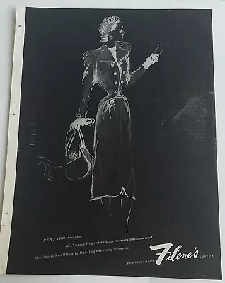 1947 Women's Maurice Rentner Design Suit Filene's Boston Vintage Fashion Art Ad • $9.99