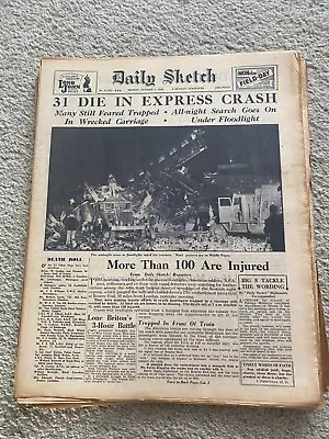 Daily Sketch Newspaper 1945 October 1st Bourne End Train Crash ORIGINAL • £12