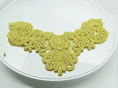 Venise Lace Yoke Applique 6  X 4.25  - Metallic Gold • $2.75