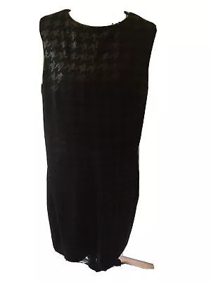 £10 • Buy Wallis Black Shift Dress Faux Leather Check Detail New 16