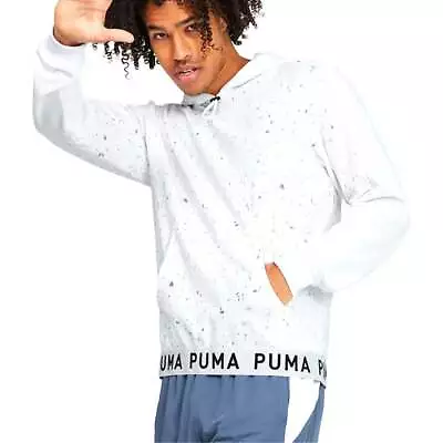 Puma Train Aop Pullover Training Hoodie Mens White Casual Outerwear 52154602 • $17.99