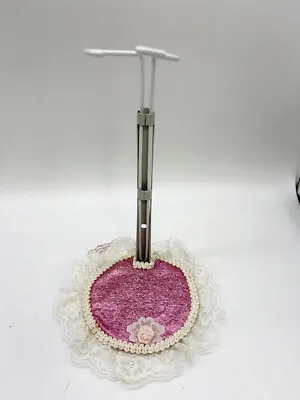 Decorated Metal Stand For Madame Alexander 14  - 16  Dolls Pink Metallic & Lace • $18