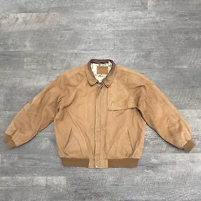 Vintage Marlboro Miles Adventure Team Suede Leather Bomber Jacket Mens XL • $54.99