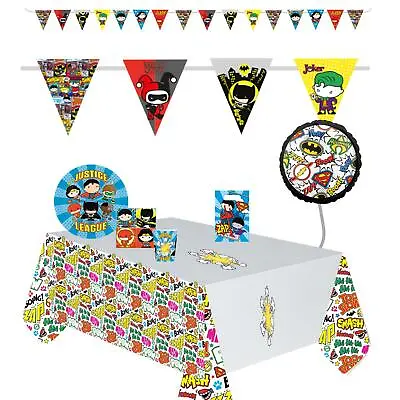 Justice League Comic Party Supplies Decoration Table Cover Plates Cups Banner • £5.04