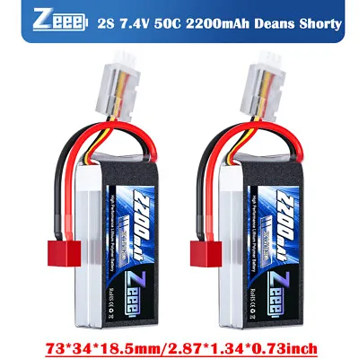 2x Zeee 7.4V 2200mAh 2S Lipo Battery Deans Short 50C For Car Drone Quadcopter • £30.99