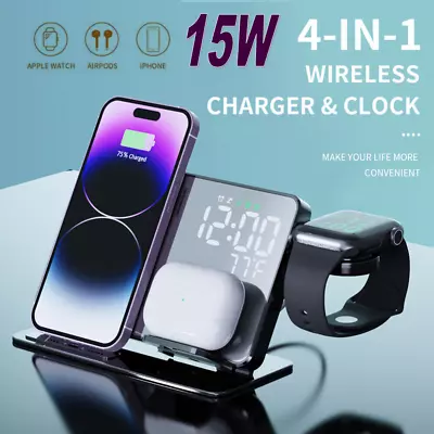 4 In 1 Wireless Charger Fast Charging Station For Apple IWatch IPhone Samsung • $39.99