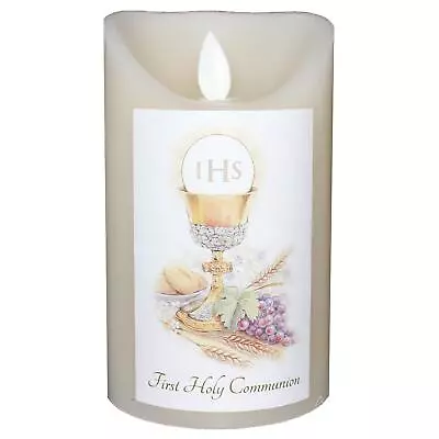 First Holy Communion LED Wax Candle Flickering Flame Vanilla Scented • £16.29