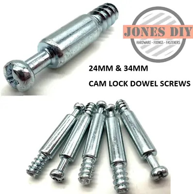 Cam Lock Dowel Screw | 24mm & 34mm | Flat Pack Furniture Fixing Bolt Ikea • £2.99