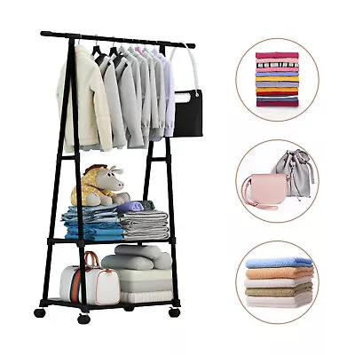 Heavy Duty Clothing Garment Rack Rolling Clothes Organizer Double Rails Hanging • $23.89