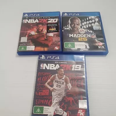 Madden 25NFL NBA2K19 NBA2K20  Sony PlayStation 4 PS4 Game Bundle X 3   • $19