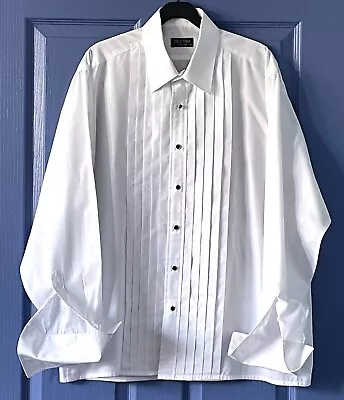 Mens Evening Dress Shirt Pleated Size 17 Collar Moss Bros VGC Formal Wear DB • £18