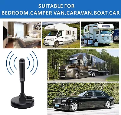 Portable Indoor/Outdoor TV Aerial With Magnetic Base 360°Reception Leadsign • £10.99