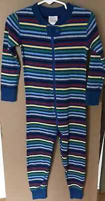 Hanna Andersson  Boys PJ’S 1 Pc Primary Colored Stripes Zip Up Size 3 EU 90 • $11